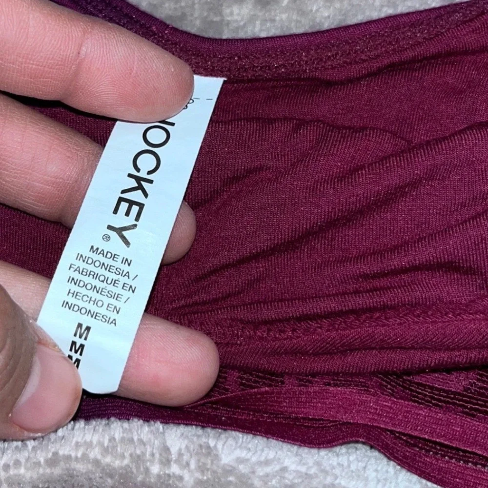 Jockey Womens Plum Logo Band V-Neck Bralette Size Medium - Picture 2 of 3